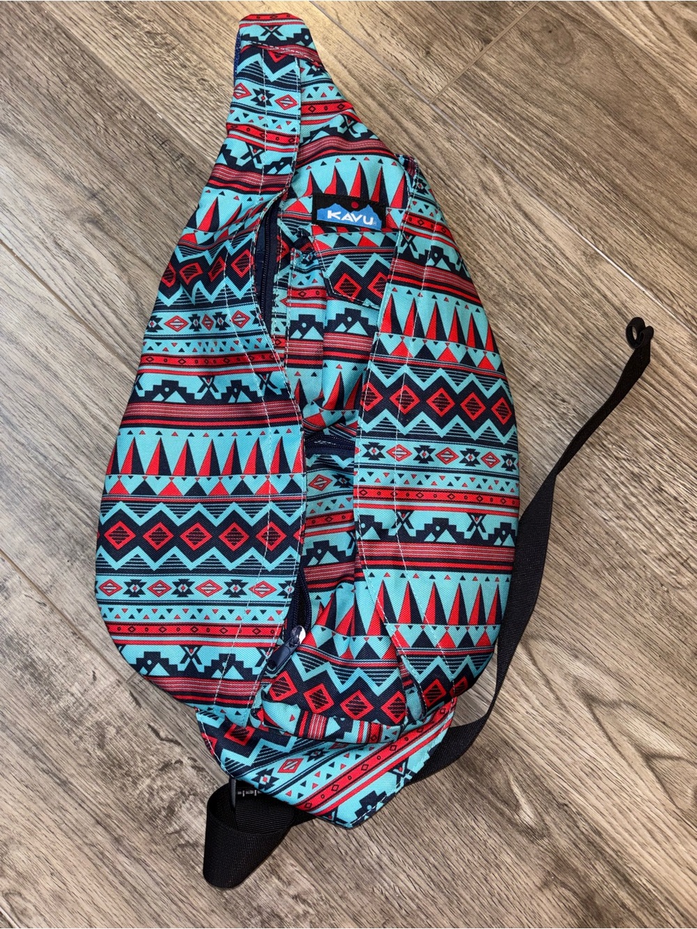 KAVU Aztec Print Rope Sling Bag - Turquoise & Red